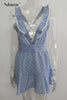 Boho Blue White Stripe Tropical Sundress Sleeveless Frill Hem Sexy Dress Women Vestidos Skate Flare Mini Dresses