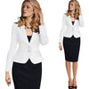Womens Autumn Winter Long Sleeve Turn Down Collar Notch Pocket Button Wear to Work Office Business Blazer Jacket 1359