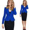 Womens Autumn Winter Long Sleeve Turn Down Collar Notch Pocket Button Wear to Work Office Business Blazer Jacket 1359