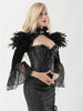 Victorian Black Flannel Feathers Lace Jacket Long Sleeve Ruffles Stand Collar Gothic Bolero Clothing Accessories Steampunk Coat