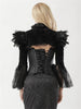 Victorian Black Flannel Feathers Lace Jacket Long Sleeve Ruffles Stand Collar Gothic Bolero Clothing Accessories Steampunk Coat