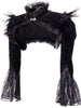 Victorian Black Flannel Feathers Lace Jacket Long Sleeve Ruffles Stand Collar Gothic Bolero Clothing Accessories Steampunk Coat