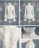Victorian Flounce Blouse Women OL Office Ladies Business White Shirt High Neck Frilly Ruffle Cuffs Shirts Female Blouses