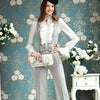 Victorian Flounce Blouse Women OL Office Ladies Business White Shirt High Neck Frilly Ruffle Cuffs Shirts Female Blouses