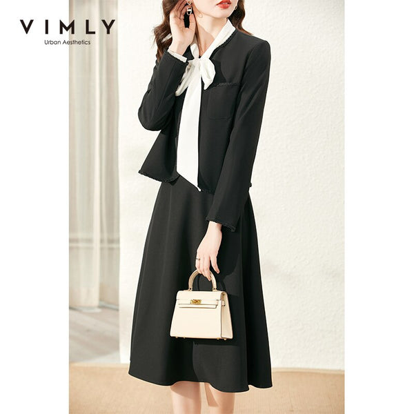 Vimly 2 PCS Suit Jacket Women 2023 Blazer OL Jackets and A-ling Skirt Female Clothes Set temperament Outfits V1225