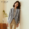 Vimly Autumn Elegant Blazers and Jackets Women Notched Double Breasted Slim Suit Vintage Female Coat F1722
