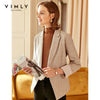 Vimly Autumn Elegant Blazers and Jackets Women Notched Double Breasted Slim Suit Vintage Female Coat F1722