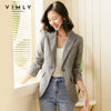 Vimly Autumn Women Houndstooth Blazer Elegant Notched Single Button Slim Work Wear Office Lady Suit Female Coat F5791