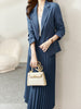 Vimly Blazer Coat Pleated Skirt Suit 2023 Autumn Winter Business Office Ladies Two-piece Skirt Set Female Clothing V5883