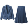 Vimly Blazer Coat Pleated Skirt Suit 2023 Autumn Winter Business Office Ladies Two-piece Skirt Set Female Clothing V5883