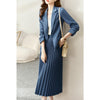 Vimly Blazer Coat Pleated Skirt Suit 2023 Autumn Winter Business Office Ladies Two-piece Skirt Set Female Clothing V5883