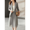 Vimly Skirt Suits Women 2023 Office Lady Temperament Delicate Slim Commuter Blazer Gauze Design A-line Skirt V5752