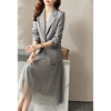 Vimly Skirt Suits Women 2023 Office Lady Temperament Delicate Slim Commuter Blazer Gauze Design A-line Skirt V5752
