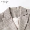 Vimly Spring Blazer Clothing Set Double Breasted Striped Suit High Waist Pocket Skirt Elegant Two Piece Set F6395