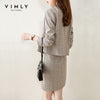 Vimly Spring Blazer Clothing Set Double Breasted Striped Suit High Waist Pocket Skirt Elegant Two Piece Set F6395
