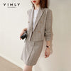 Vimly Spring Blazer Clothing Set Double Breasted Striped Suit High Waist Pocket Skirt Elegant Two Piece Set F6395