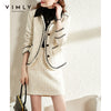 Vimly Winter Short Blazer Elegant Office Lady Tweed Coat High Waist A-line Mini Skirt Retro Female Two Piece Suit Jacket V0217