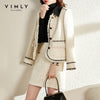 Vimly Winter Short Blazer Elegant Office Lady Tweed Coat High Waist A-line Mini Skirt Retro Female Two Piece Suit Jacket V0217