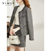 Vimly Winter Short Blazer Elegant Office Lady Tweed Jacket High Waist A-line Mini Skirt Retro Female Two Piece Set F9229