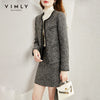 Vimly Winter Short Blazer Elegant Office Lady Tweed Jacket High Waist A-line Mini Skirt Retro Female Two Piece Set F9229