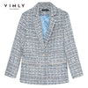 Vimly Women Blazers Autumn Spring Elegant Lapel Single Button Tweed Jacket Slim Business Casual Coat Female F3728