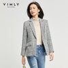 Vimly Women Blazers Autumn Spring Elegant Lapel Single Button Tweed Jacket Slim Business Casual Coat Female F3728