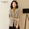 Vimly Women's Blazer 2023 Striped Notched Single Button Wool Jacket Office Ladies Work Wear Coats Female Outwear F3136
