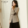 Vimly Women's Blazer 2023 Striped Notched Single Button Wool Jacket Office Ladies Work Wear Coats Female Outwear F3136