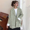 Vintage Black Japan Print Notched Single Button Blazer Women Coat Harajuku Casual Street Elegant Lady Jacket streetwear
