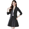 Vintage Blazer Set Women Jacket and A-line Skirt 2 Pieces Skirt Suit Female Wool Blazer Suit Office Ladies Elegant Plaid Outfits