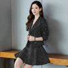 Vintage Blazer Set Women Jacket and A-line Skirt 2 Pieces Skirt Suit Female Wool Blazer Suit Office Ladies Elegant Plaid Outfits