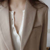Vintage Blazers Womens British Style Simple Solid Long Sleeve Casual Loose Lady Outerwear Fashionable Single Breasted Femme