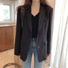 Vintage Blazers Womens British Style Simple Solid Long Sleeve Casual Loose Lady Outerwear Fashionable Single Breasted Femme
