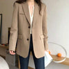Vintage Blazers Womens British Style Simple Solid Long Sleeve Casual Loose Lady Outerwear Fashionable Single Breasted Femme