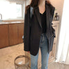 Vintage Blazers Womens British Style Simple Solid Long Sleeve Casual Loose Lady Outerwear Fashionable Single Breasted Femme