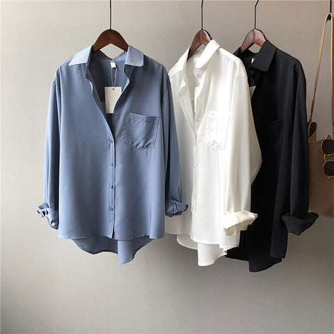 Vintage Blouse Women Autumn Long Sleeve Shirt Women Korean Style Loose Casual White Tops Solid Elegant Blusas All Match