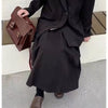 Vintage Brown Suit Coats Midi Skirt women Sets 90s Retro Blazer Turndown Collar Button-up Jackets Women Autumn Pleated Dress