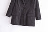 Vintage Casual 2022 Autumn Woman Out Wear Slim Striped Loose Blazer Suit Coat Office Ladies Chic Top