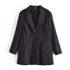 Vintage Casual 2022 Autumn Woman Out Wear Slim Striped Loose Blazer Suit Coat Office Ladies Chic Top