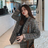 Vintage Casual Women'S Green Plaid Blazer Single Button Office Ladies Jacket Coat 2023 Double Breasted Long Sleeve Blaze