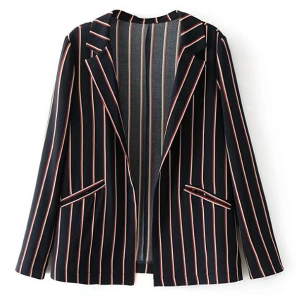 Vintage Chic Striped Blazers Women 2022 New Fashion Autumn Notched Collar Long Sleeve Office Lady Wear Suit Casual Femme Blazer