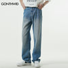 Vintage Denim Jeans Streetwear Hip Hop Letter Print Distressed Baggy Straight Jean Pants Summer Casual Loose Trousers