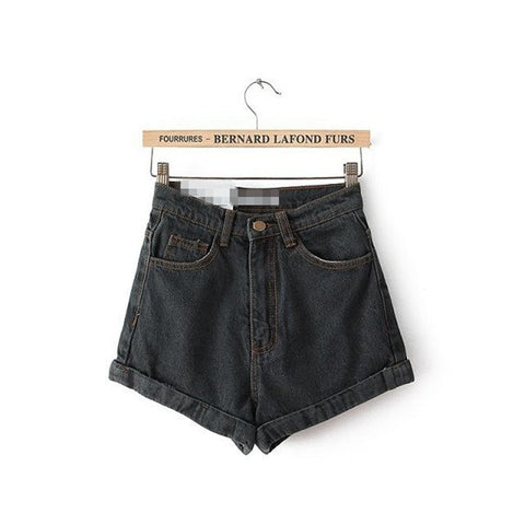 Vintage Denim Shorts Women High-Waist Rolled Hem Denim Shorts Girls Sexy Cuff Jeans Shorts Plus Size Girls' Street Wear C3627