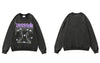 Vintage Distressed Washed Sweatshirt Hoodie Hip Hop Retro Skeleton Skull Butterfly Print Pullover Harajuku Punk Goth Sweatshirt