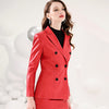 Vintage Double Breasted Blazer  Leather Jacket Top Women Mini Skirt Suits 2 Two Piece Set Work Office Ladies Clothes