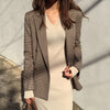 Vintage Double Breasted Office Ladies Plaid Blazer Long Loose Jacket Houndstooth Suit Coat Jacket Women blazers Female 2023