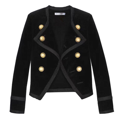 Vintage Double Breasted Short Blazers Women Runway  Designers Blazer Femme Suit Jacket Black 2022 Autumn Winter Coat Tops