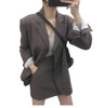 Vintage Elegant 2 Pieces Skirt Suits Women Single-breasted Blazer & High Waist A-line Mini Skirt Female Blazer Set