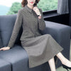 Vintage Elegant Skirt Suits Women Plaid Blazer Jacket Top & High Waist A Line Midi Long Skirt Cotton Wool Autumn Winter Clothes
