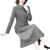 Vintage Elegant Skirt Suits Women Plaid Blazer Jacket Top & High Waist A Line Midi Long Skirt Cotton Wool Autumn Winter Clothes